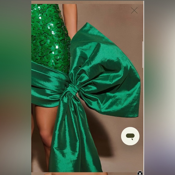 Meshki Strapless Emerald Sequin Dress - Picture 3 of 5